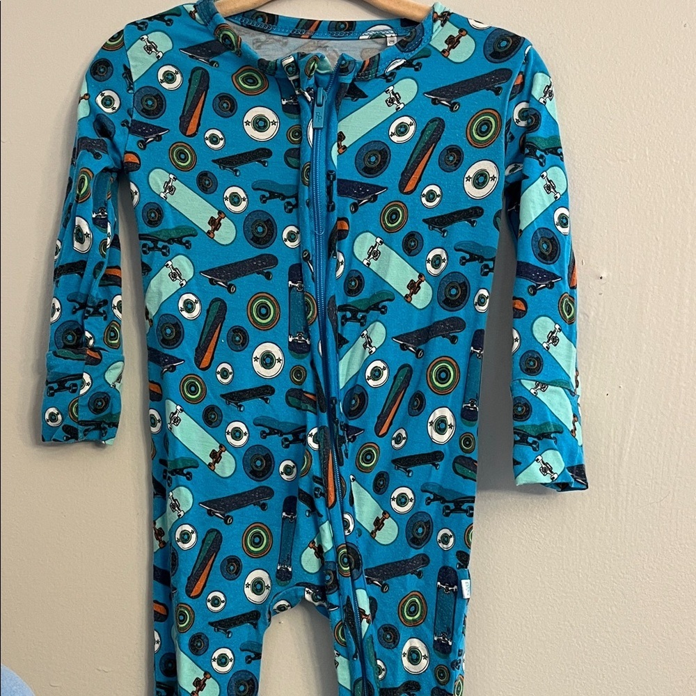 Posh Peanut Skateboard 9-12 Mnths Blue and Orange Kids One Piece